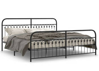 Łóżko Metalowe Czarne Rama Łóżka Ze Stelażem 193x203cm WM-376624
