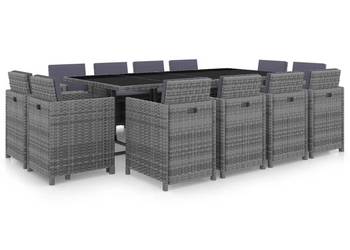 13-cz. zestaw mebli do ogrodu z poduszkami, rattan PE, antracyt（SKU:46381）