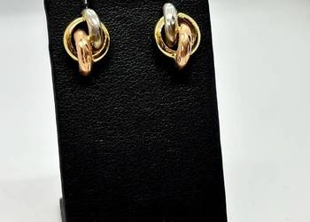 Złote kolczyki pr 585 1,29g Sztyft, BiColor