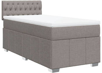 Łóżko kontynentalne z materacem taupe tkanina 80x200 cm WM-3286906