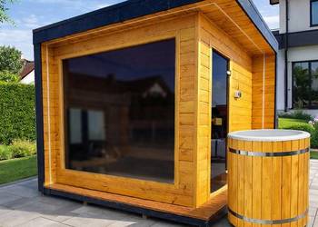 SAUNA OGRODOWA MODERN CUBE LUX z wanną do schładzania