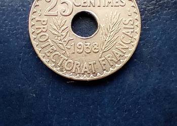Stare monety 25 centimes 1938 Tunezja