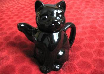 Dzbanek - Imbryk do kawy i herbaty - ceramika - 15 x 15 x 9 cm Kot czarny