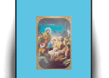 religijny obrazek A5, święty obrazek ze stajenką, retro obrazek religijny