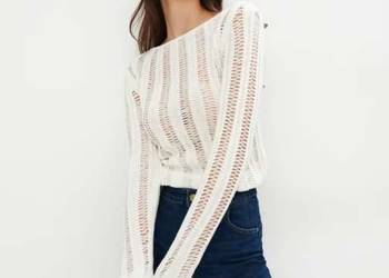 kremowy sweter z ozdobnym splotem Mohito xs 34