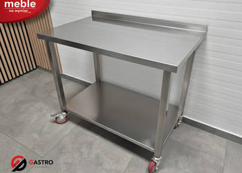 Stół gastronomiczny z półką spawany mobilny na kółkach 1400x600x850 mm