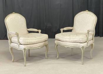 Para foteli francuskich Ludwik XV, tapicerowane, styl klasyczny