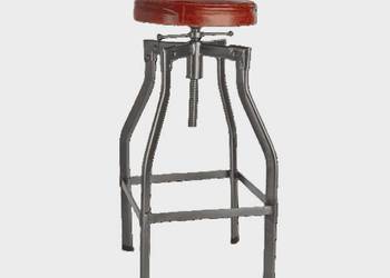 Hoker loft industrialny obrotowy stołek barowy skóra Westwing metalowy
