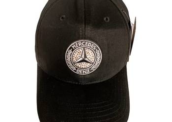 MERCEDES Czapka z daszkiem czarna vintage gwiazda kryształki