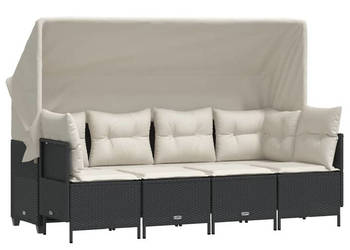 5-cz. zestaw wypoczynkowy do ogrodu poduszki czarny rattan PE WM-3261527