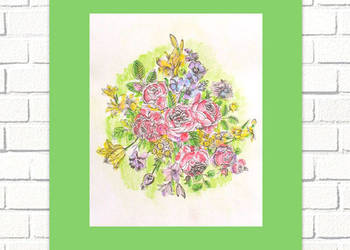 botaniczny plakat 30x40, retro plakat z kwiatkami, obrazek