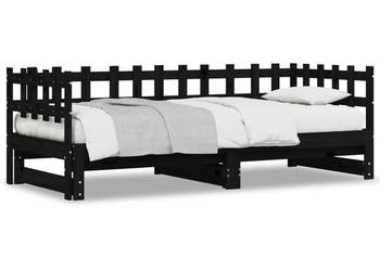 Łóżko rozsuwane czarne 2x(90x200) cm lite drewno sosnowe WM-840390