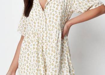 MISSGUIDED BIAŁY KOMBINEZON W KWIATY Z GUZIKAMI 38