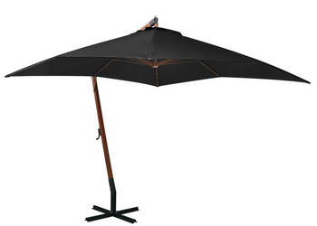 Parasol ogrodowy wiszący na jodłowym słupku czarny 3x3 m WM-313778