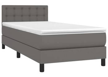 Łóżko kontynentalne z materacem i LED szara ekoskóra 100x200cm WM-3134211