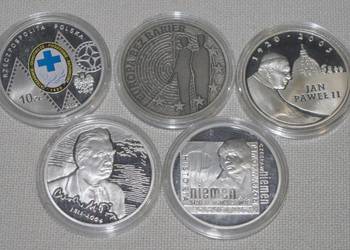 Monety srebrne 10zł NBP - zestaw 5szt.