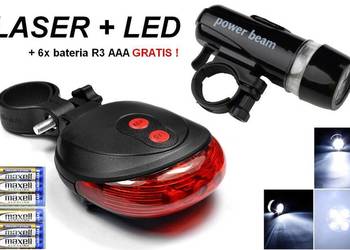 OŚWIETLENIE ROWERU, 2 lampy rowerowe LASER + LED