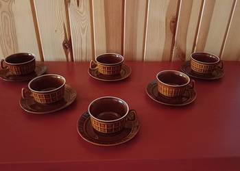 Komplet filiżanek ze spodkami Porcelit Pruszków - 6 sztuk Komplet filiżanek ze spodkami Porcelit Pruszków - 6 sztuk