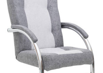 Fotel Tapicerowany na Chromowych Płozach Jasnoszary KASIA