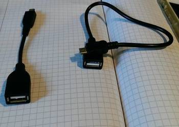 Przewód Host USB żeński- micro USB męski, 12 cm, 27 cm, 2 sztuki;