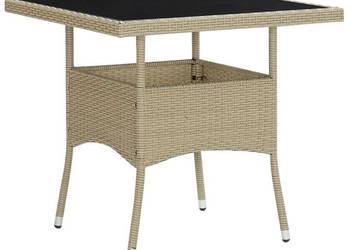Stół ogrodowy beżowy rattan PE i szkło WM-310551