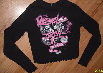 Bluzeczka z nadrukiem _BERSHKA _ Prążek r. S/M