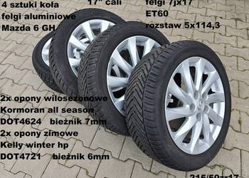 4 felgi aluminiowe ALU r17" 7jx17 et60 5x114,3 Mazda 6 GH opony wielosezon