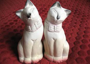 Kot - dwa koty z kokardką - stare drewno - 23 x 9 x 7 cm