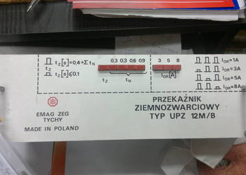 przekaźnik ziemnozwarciowy typ UPZ 12M/B
