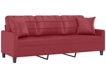 3-os. sofa z poduszkami winna czerwień 180 cm sztuczna skóra WM-3200811