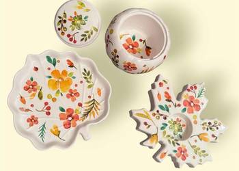 Komplet z gipsu ceramicznego, decoupage, rękodzieło