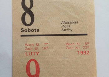 Kartka z kalendarza 8/9 luty 1992r.