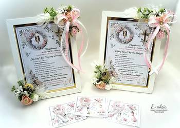 Podziękowania STOJĄCE RAMKI 3D LUB do POWIESZENIA dla CHRZESTNYCH Komunia