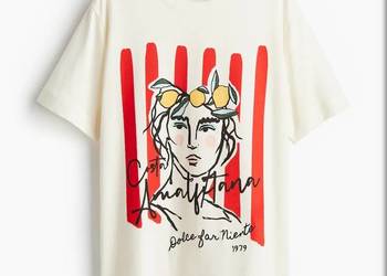 Koszulka H&M T-shirt z nadrukiem twarzy cytryn S oversize Costa Amalfitana