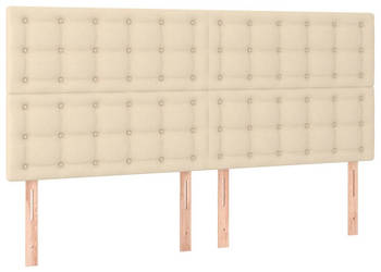 Zagłówek do łóżka z LED kremowy 160x5x118/128 cm tkanina WM-3122869