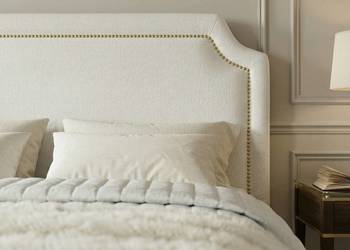 Fabio 140x200 białe łózko jasny zagłówek z pinezkami ROŻNE KOLORY