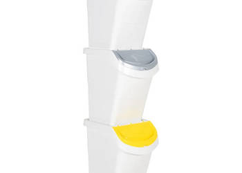 Kosze na śmieci układane w stos 3 szt. białe PP 120 L WM-364070