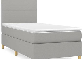 Łóżko kontynentalne z materacem jasnoszare tkanina 80x200 cm WM-3142129