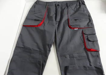 Nowe Spodnie Robocze / Monterskie – Solidne, Grafitowo-Czerwone XL