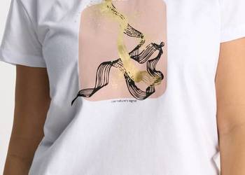 biały t-shirt z nadrukiem Sinsay