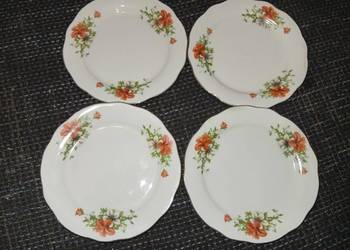 Zestaw 4 talerzyków deserowych Vintage PRL – Chińska Porcelana, Kwiaty