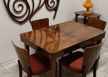 stół Halabala orzech rozkładany prostokątny vintage drewniany