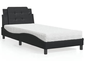 Łóżko z materacem czarne sztuczna skóra 90x200 cm WM-3208838