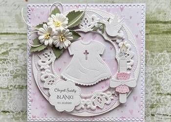 Kartka na Chrzest dla dziewczynki ręcznie robiona w pudełku personalizowana