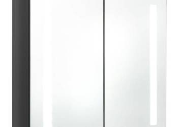 vidaXL Szafka łazienkowa z lustrem, LED, szara z połyskiem (SKU:326521)