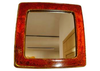 Lustro, lata 60, ceramika szkliwiona 42 x 42 cm