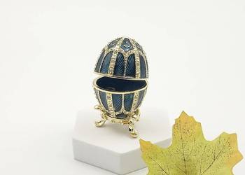Jajko jajo faberge pojemniki szkatułka niebieskie styl art deco