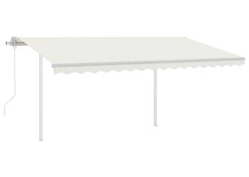 Automatycznie zwijana markiza ze słupkami 4x3 m kremowa WM-3069947