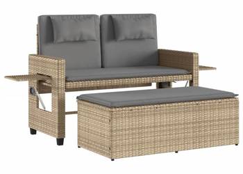 vidaXL Rozkładana ławka ogrodowa z poduszkami, beżowa(SKU:365821)