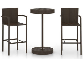 3-cz. zestaw mebli barowych do ogrodu rattan PE brązowy WM-3064768